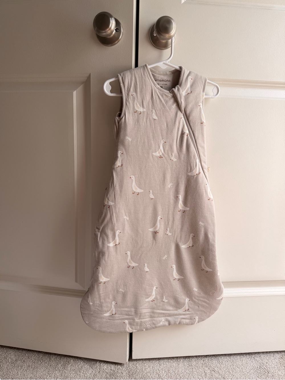 Gunamuna Transitional Baby Sleep Sack with Goose Print - Cream